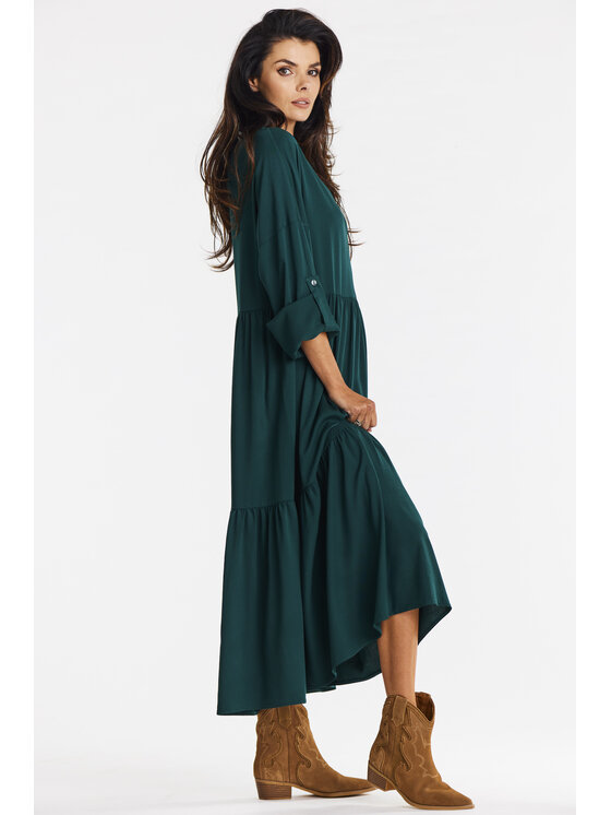 Awama Awama Letní šaty A669 Zelená Basic Fit