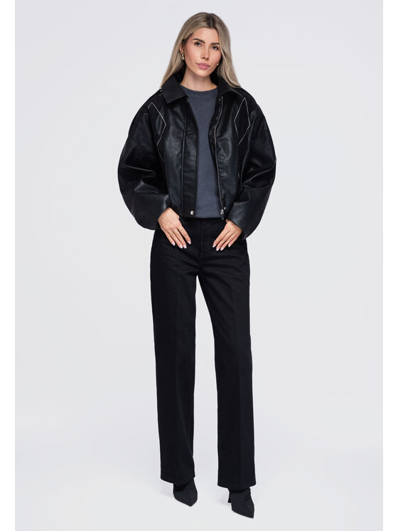 Ombre Ombre Kurtka przejściowa OW-JT-E0004 Czarny Relaxed Fit