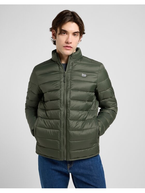 Lee Lee Kurtka przejściowa Stand Collar Puffer Zielony Regular Fit