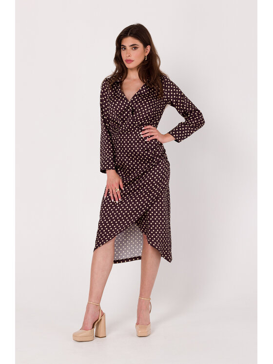 Makover Makover Každodenné šaty K176 Hnedá Modern Fit