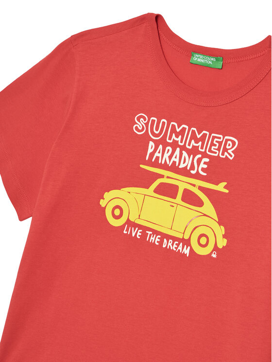 United Colors Of Benetton United Colors Of Benetton Marškinėliai 3JERG10JQ Raudona Regular Fit