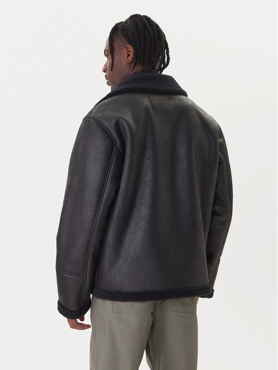 Jack & Jones Jack & Jones Bunda z imitace kůže Cambridge 12282946 Černá Regular Fit