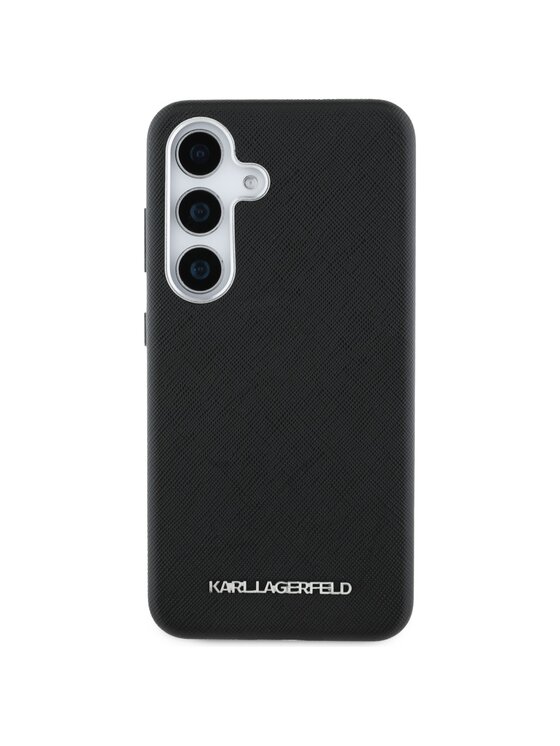KARL LAGERFELD KARL LAGERFELD Etui na telefon Saffiano Full Wrapped Elongated Metal Logo Czarny