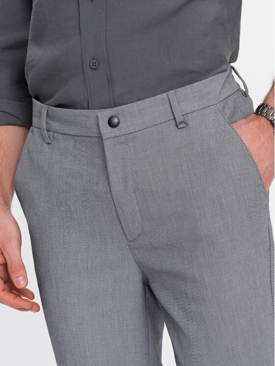 Ombre Ombre Kalhoty z materiálu OM-PACP-0157 Šedá Chino Fit