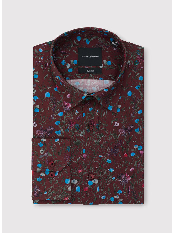 Pako Lorente Pako Lorente Koszula P25WF-1X-046 Bordowy Slim Fit