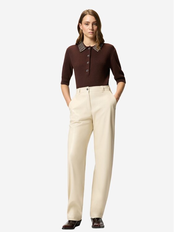 PINKO PINKO Bryczesy Pantaloni balloon effetto pelle soft touch Beżowy Regular Fit