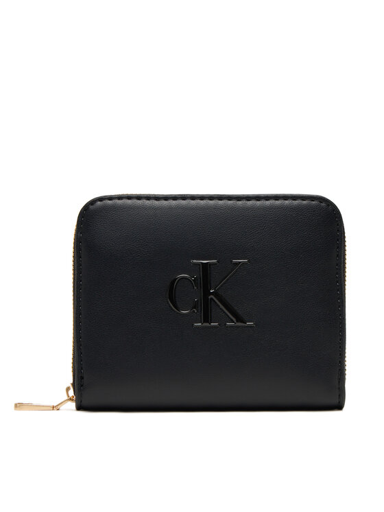 Calvin Klein Mały Portfel Damski Raised Ck Medium Zip LV04F1026G Czarny