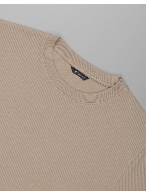 Borgio Borgio T-Shirt valleve Beżowy Classic Fit