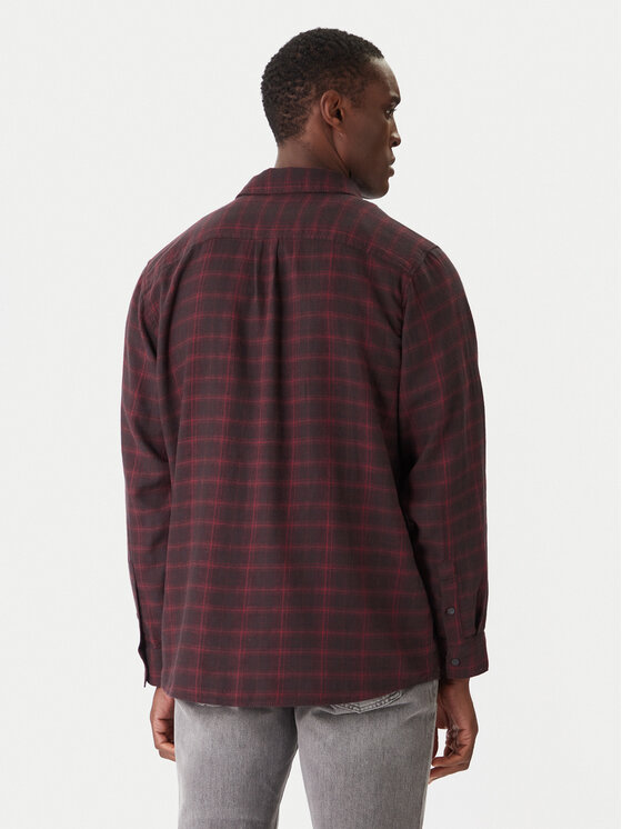 Wrangler Wrangler Koszula 1 Pkt Flannel 112371522 Bordowy Relaxed Fit