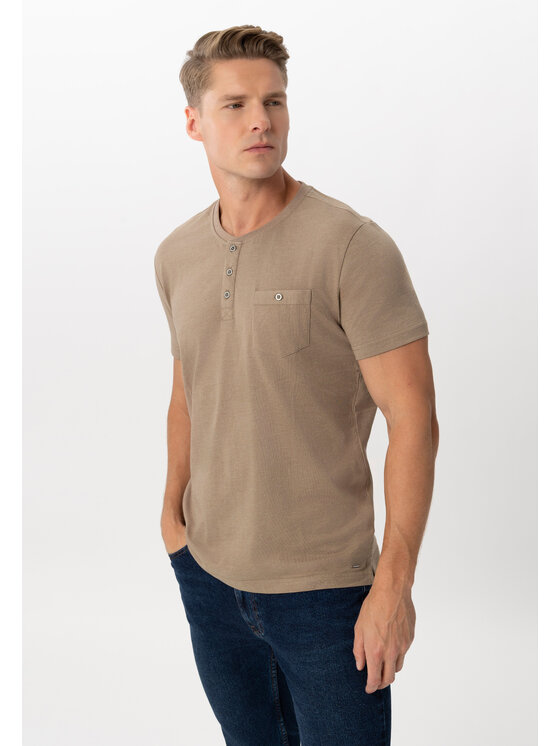 Volcano Volcano T-Shirt T-WARU Beżowy Regular Fit
