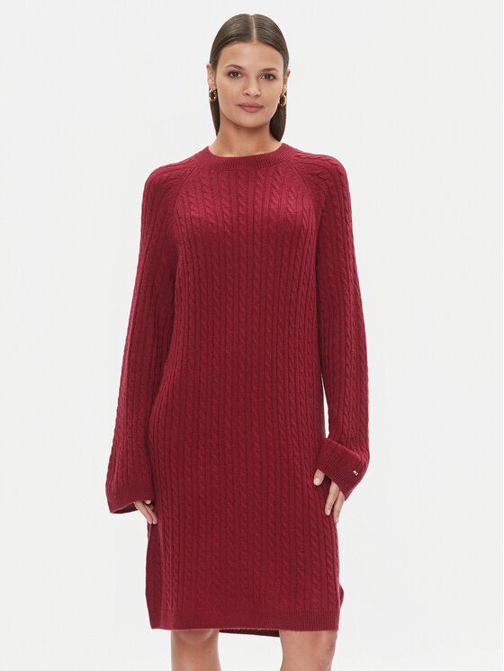 Tommy Hilfiger Tommy Hilfiger Džemper haljina WW0WW39927 Crvena Relaxed Fit