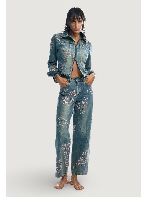 Desigual Desigual Τζιν DENIM FLOWERS JAPANESE Μπλε Casual Fit