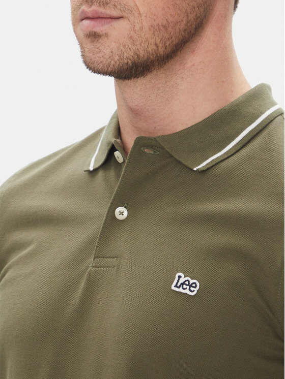 Lee Lee Polo majica Pique 112363855 Zelena Regular Fit