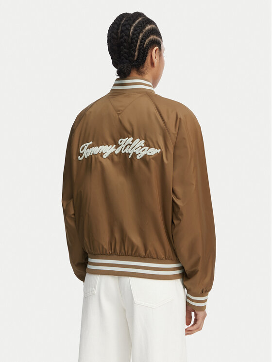 Tommy Hilfiger Tommy Hilfiger Bomber Logo Appliqué WW0WW48618 Marrone chiaro Regular Fit
