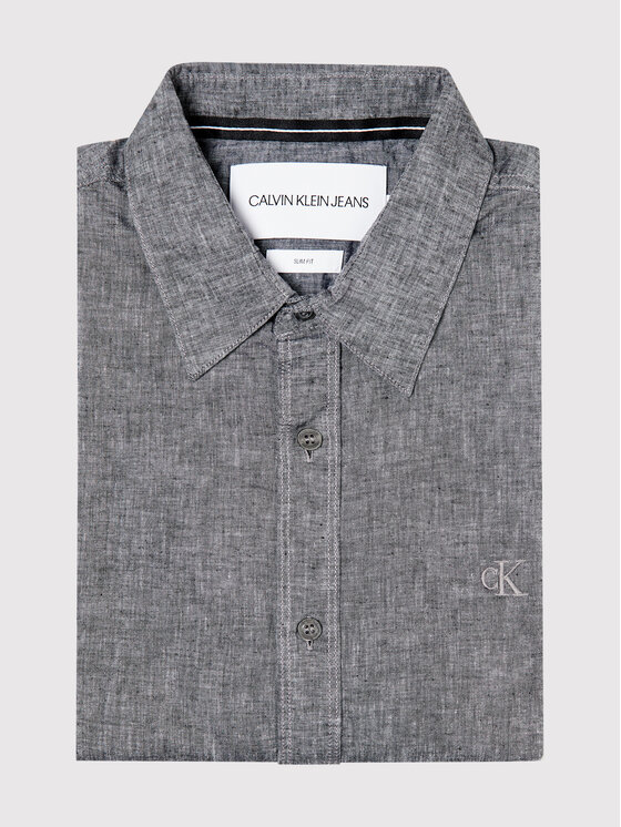 Calvin Klein Jeans Camicia J30J317423 Grigio Slim Fit • Modivo.it