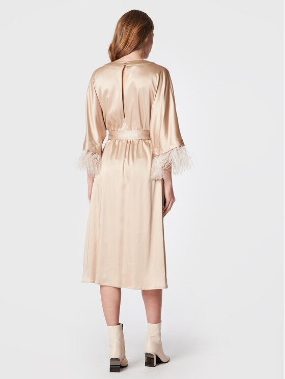 Peserico Koktejlové šaty E02798A00A Béžová Regular Fit