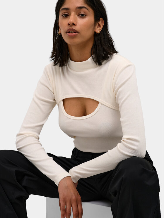 Karen by Simonsen Karen by Simonsen Bluse Mandarina 10104770 Écru Regular Fit