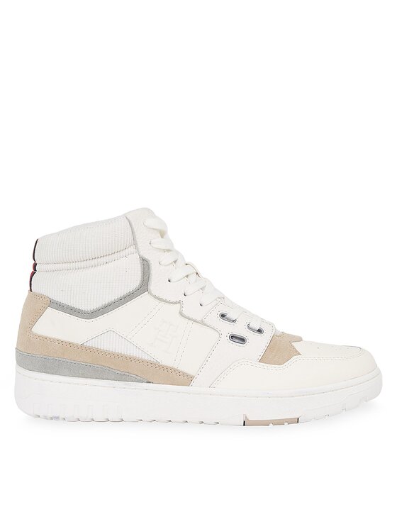 Tommy Hilfiger Snīkeri Th Basket Better Midcut Lth Mix FM0FM04793 Écru