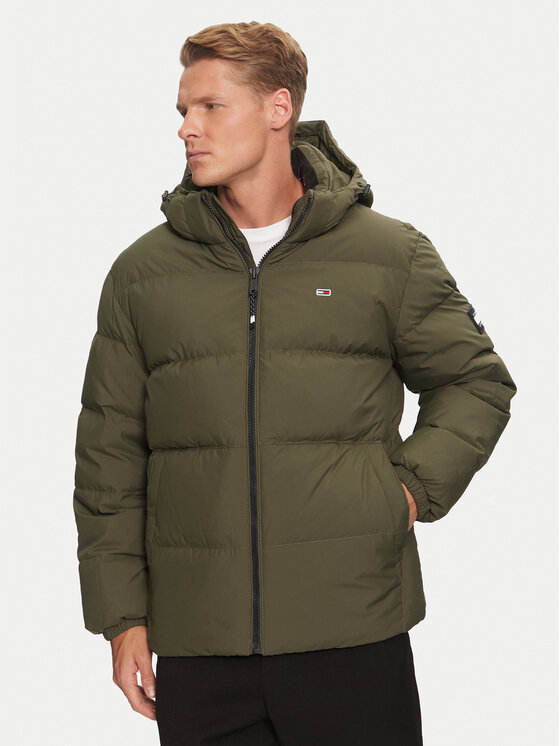 Tommy Jeans Geacă din puf Essential DM0DM19786 Verde Regular Fit