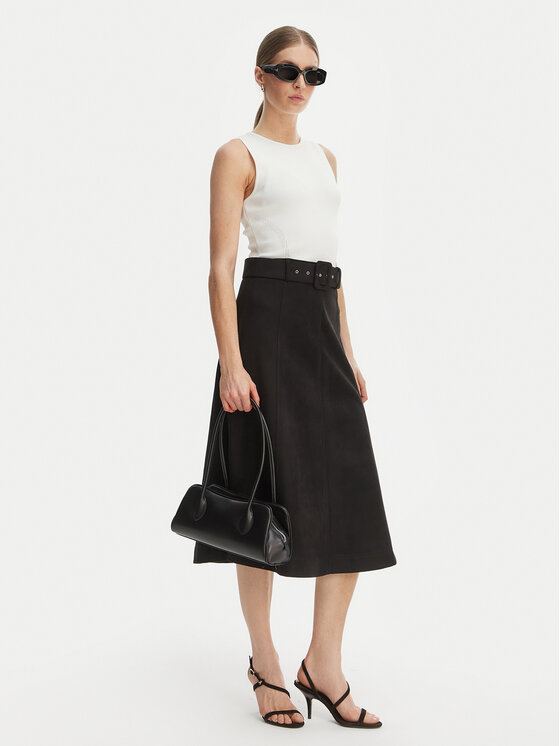 Rinascimento Rinascimento Φούστα από απομίμηση δέρματος CFC0127915003 Μαύρο Regular Fit