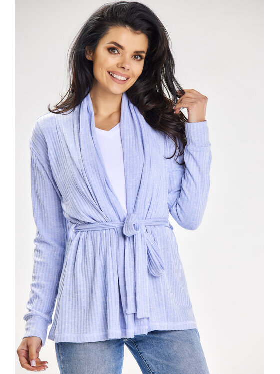 Awama Awama Sweter A655 Niebieski Basic Fit