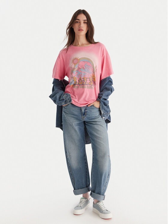 Roxy Roxy Tričko Sunnyoversize Optic Wash ERJZT06022 Ružová Oversize
