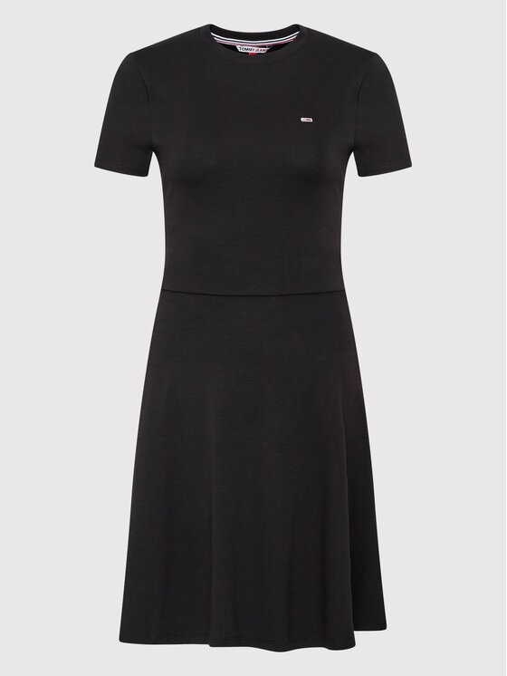 Tommy Jeans Tommy Jeans Igapäevane kleit Tie Back DW0DW12881 Must Regular Fit