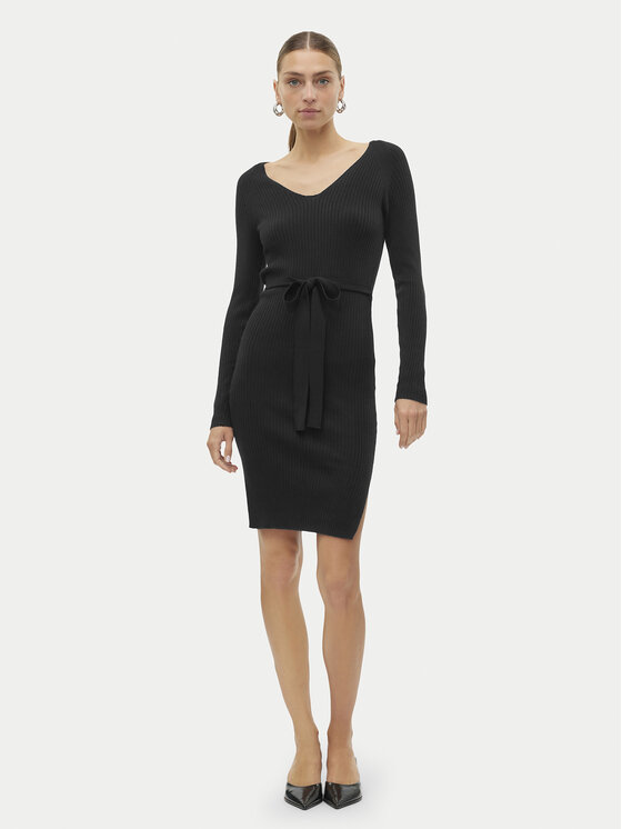 Vero Moda Vero Moda Kötött ruha Saba 10309320 Fekete Slim Fit