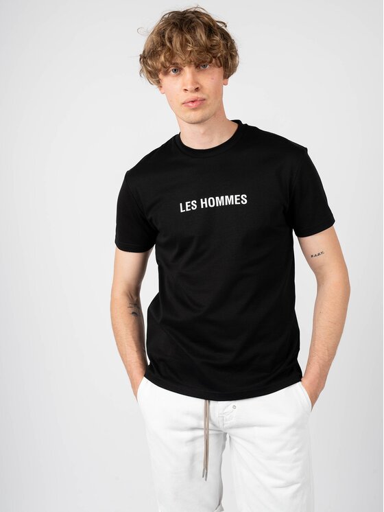 Les Hommes Les Hommes T-Shirt LF224302-0700-9001 | Grafic Print Černá Regular Fit