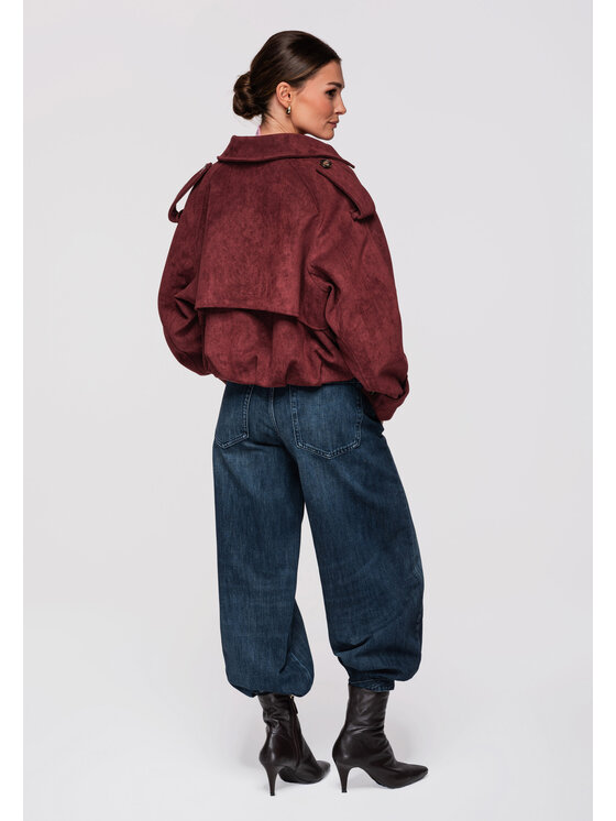Ombre Ombre Kurtka przejściowa OW-JANP-0108 Bordowy Oversize