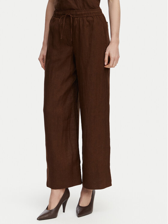 Tommy Hilfiger Szövet nadrág WW0WW48970 Sötétbarna Wide Leg