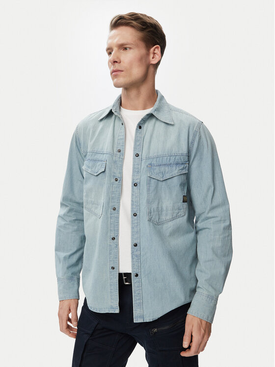 G-Star Raw cămașă de blugi Dakota  D23006-E356 Albastru Regular Fit