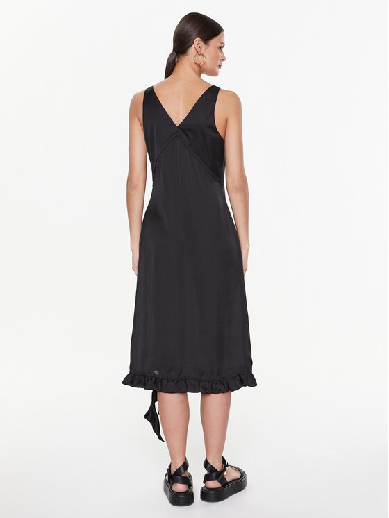 Remain Remain Φόρεμα κοκτέιλ Light Satin Frill RM2212 Μαύρο Regular Fit