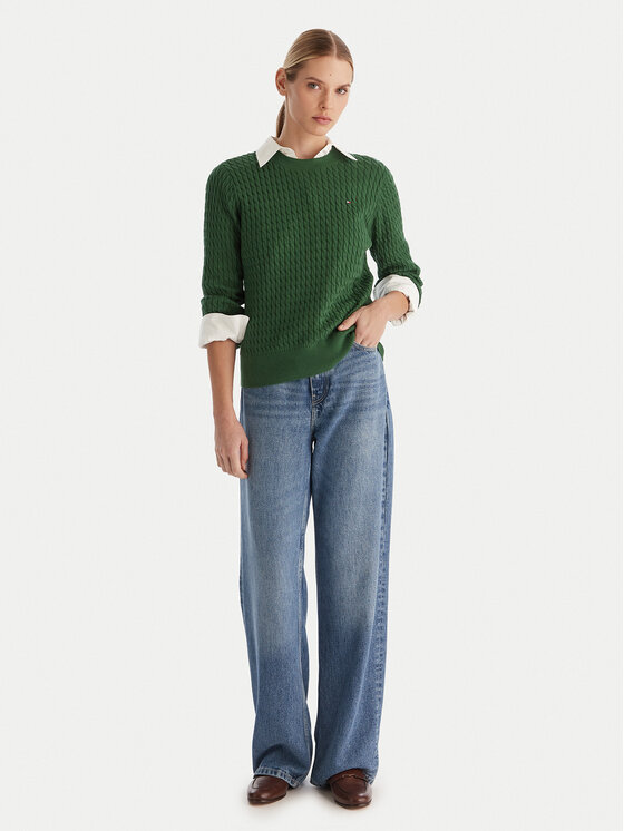 Tommy Hilfiger Tommy Hilfiger Пуловер Fine WW0WW44993 Зелен Regular Fit