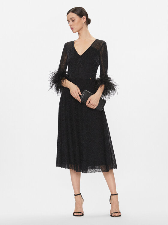 Nissa Nissa Kokteilinė suknelė RS14475 Juoda Slim Fit