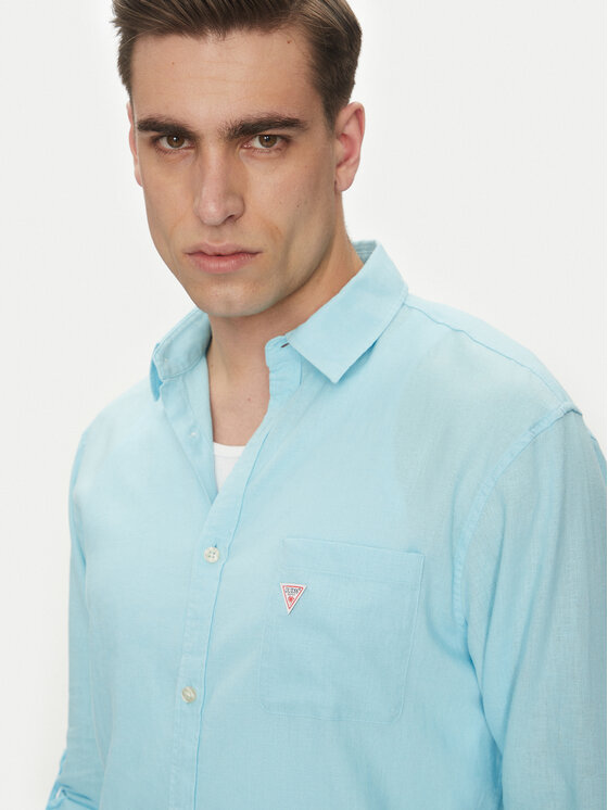 Guess Guess Cămașă F4GH00 WG3L0 Albastru celest Regular Fit