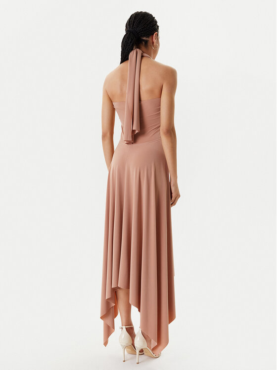 NORMA KAMALI NORMA KAMALI Sukienka koktajlowa KK1253PLO62833 Beżowy Slim Fit