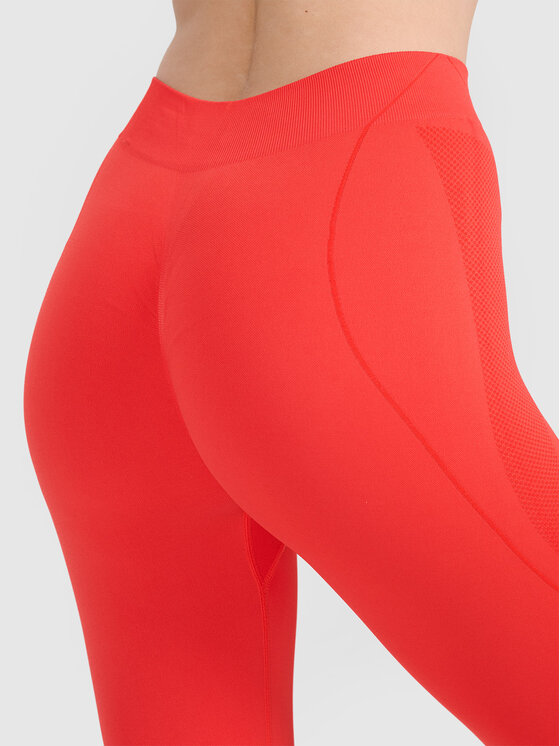 4F 4F Legginsy TRAINING SEAMLESS Czerwony Slim Fit