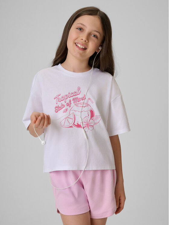 4F 4F T-Shirt SUMMER SPLASH Biały Loose Fit