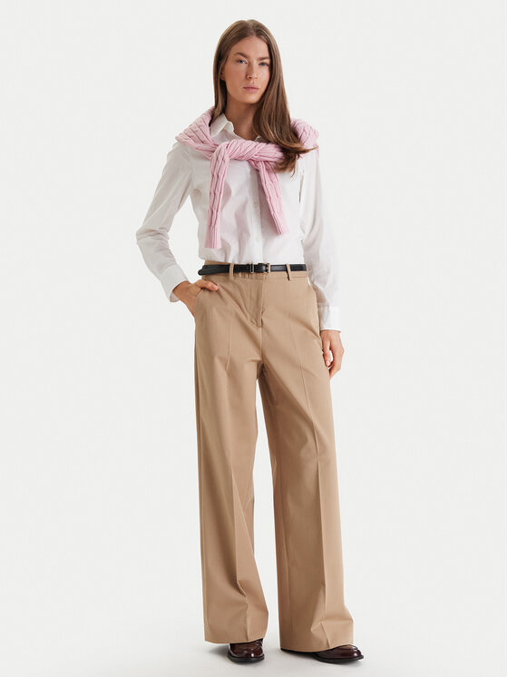 Tommy Hilfiger Tommy Hilfiger Παντελόνι υφασμάτινο WW0WW49471 Μπεζ Wide Leg