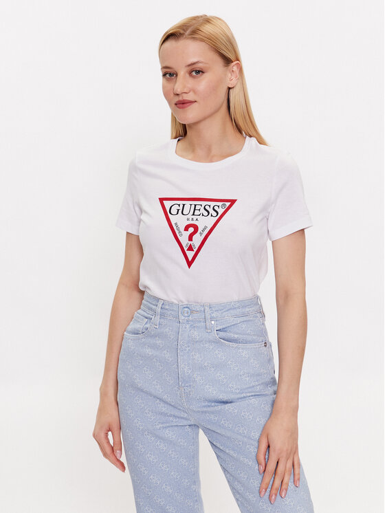 Guess Guess Póló W1YI1B I3Z14 Fehér Slim Fit