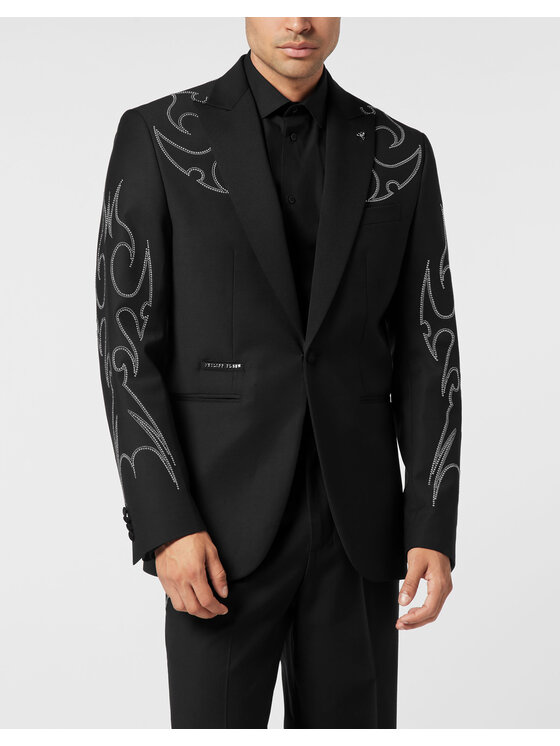 PHILIPP PLEIN PHILIPP PLEIN Marynarka 26095 Czarny Fitted Fit