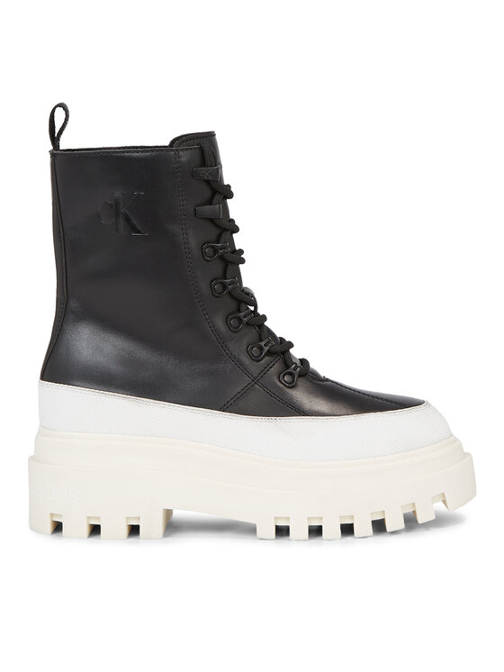 Calvin Klein Jeans Škornji Flatform Lace Up Boot Lth YW0YW01110 Črna