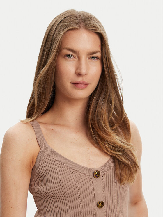 Guess Guess Marškinėliai W5YR10 Z0130 Ruda Regular Fit