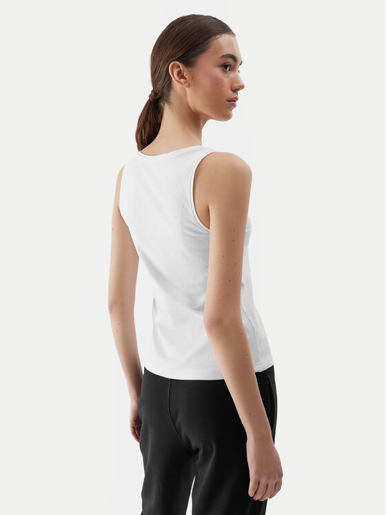 4F 4F Top 4FWSS24TSLEF041 Biały Slim Fit