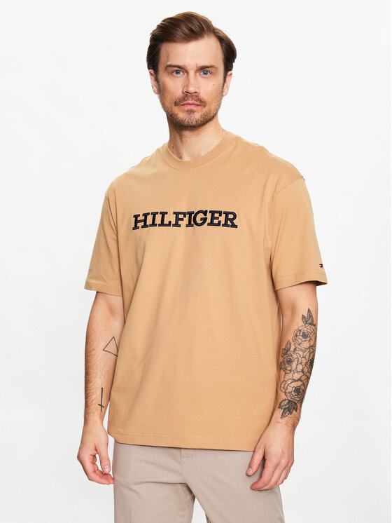 Tommy Hilfiger Majica Monotype MW0MW31539 Rjava Regular Fit