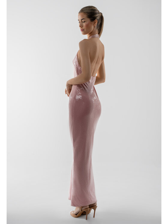 sax35th sax35th Sukienka wieczorowa LEONE Różowy Slim Fit