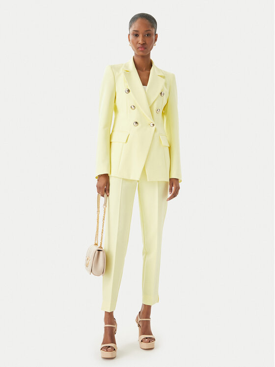 Maryley Maryley Kalhoty z materiálu 26EB52Z/43LE Světle žlutá Regular Fit