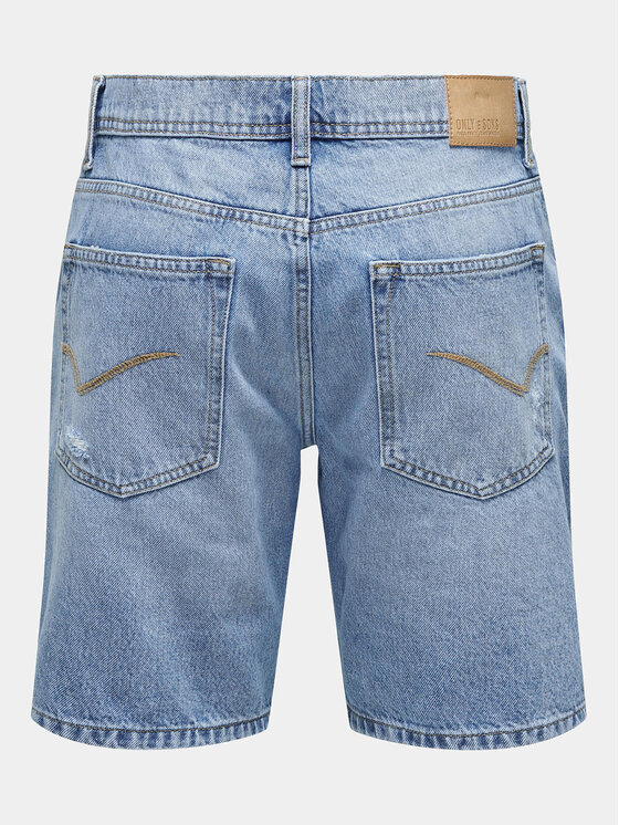 Only & Sons Only & Sons Pantaloni scurți de blugi Edge 22029647 Albastru Straight Fit