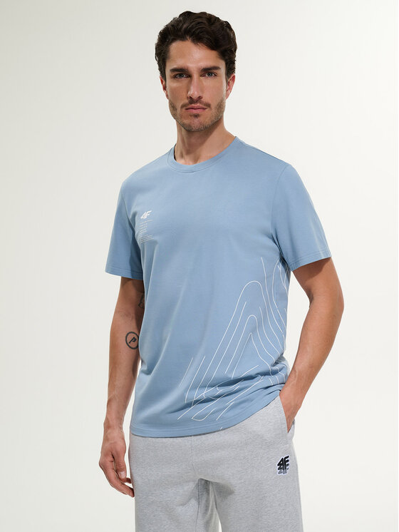 4F 4F T-Shirt MONOCHROME MOVEMENT Niebieski jasny Regular Fit